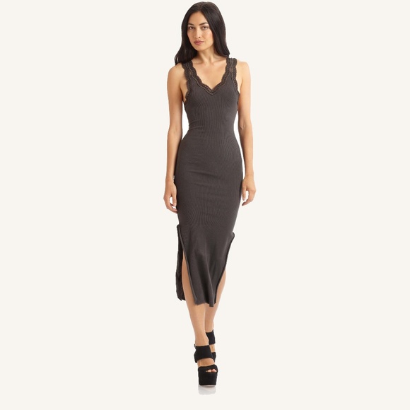Free People Lace Ribbed Knit Long Dress 